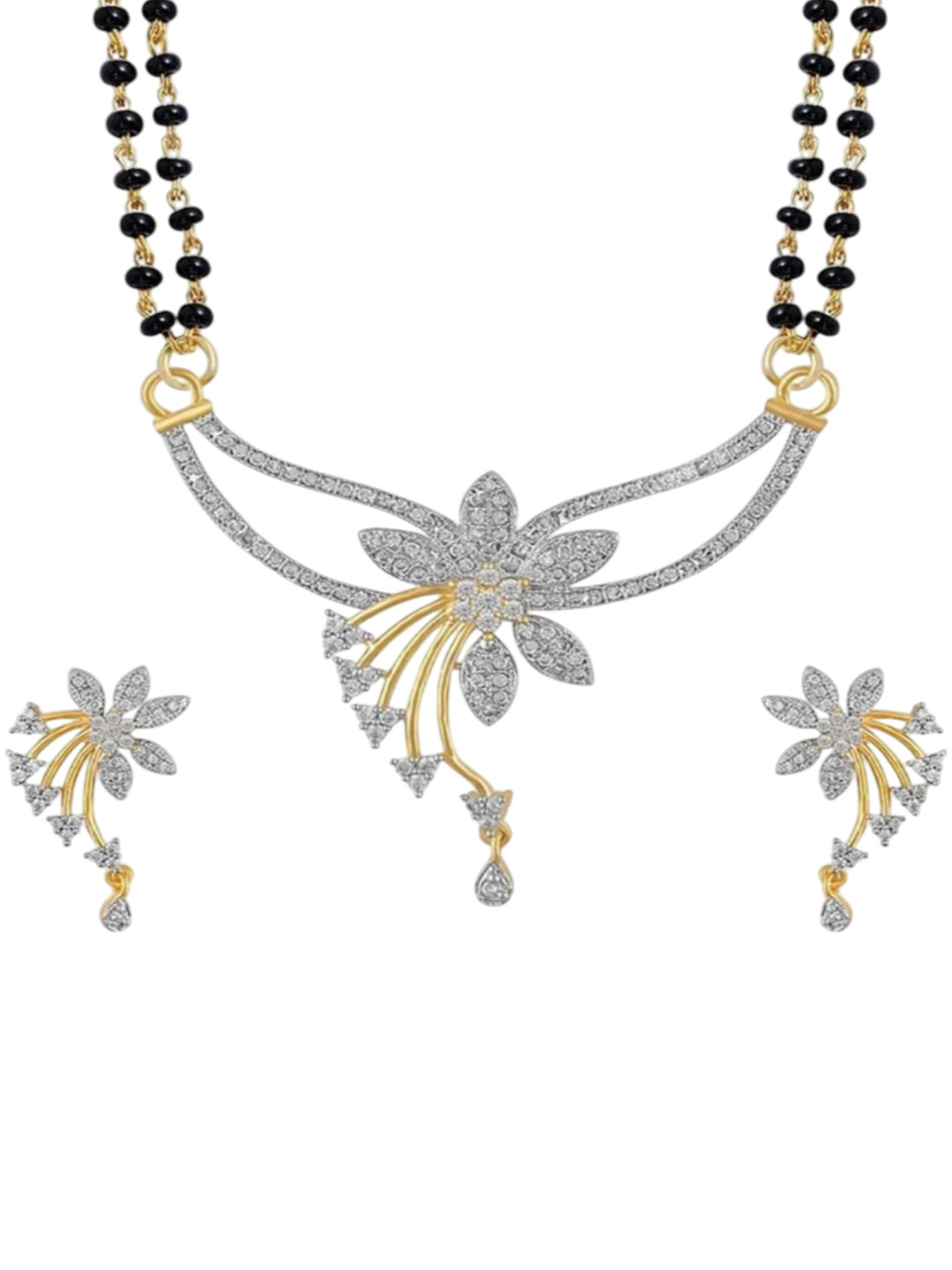 Stoccer Artificial Stones Studded & Beaded Mangalsutra With Earrings
