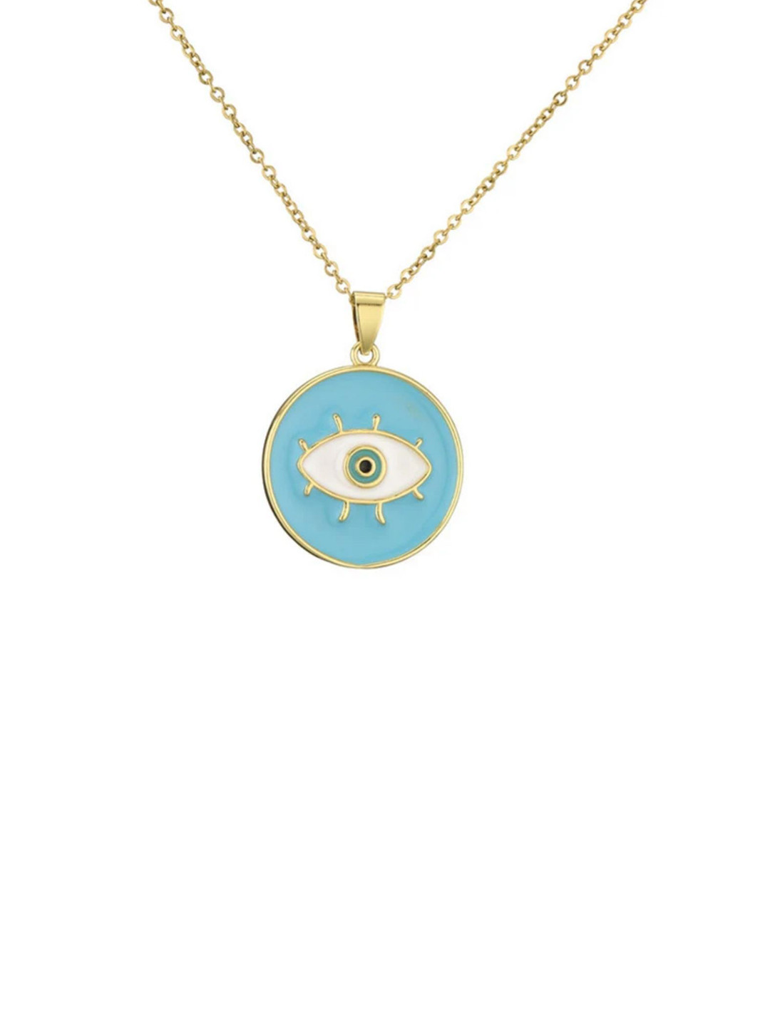 FAB COUTURE Gold-Plated Evil Eye Circular Shaped Pendant With Chain