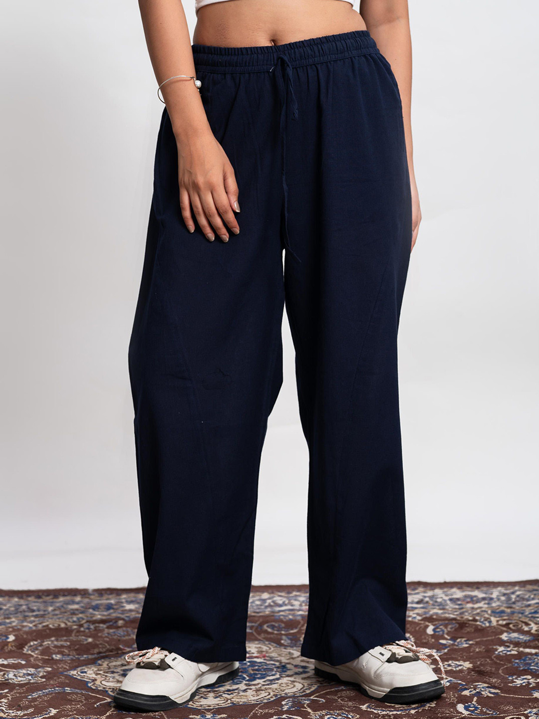 Me Craft Women Relaxed-Fit Casual Panel Drawstring Trousers