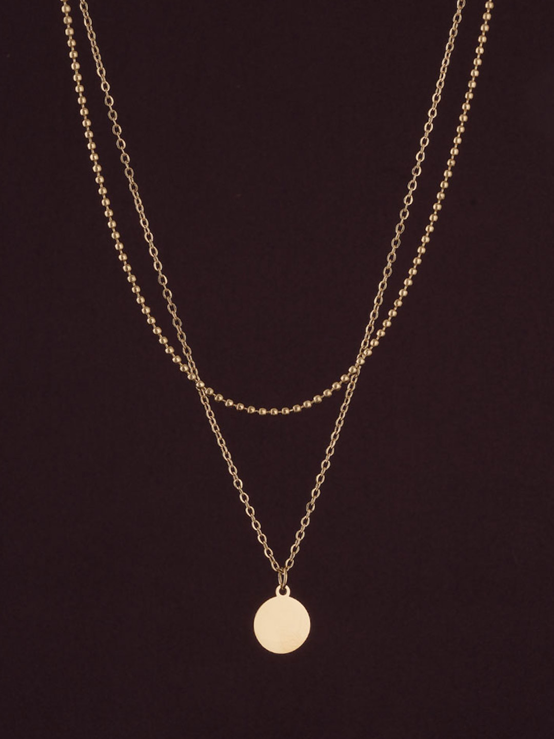 PALMONAS 18 KT Gold-Plated Little Round Two Layer Necklace