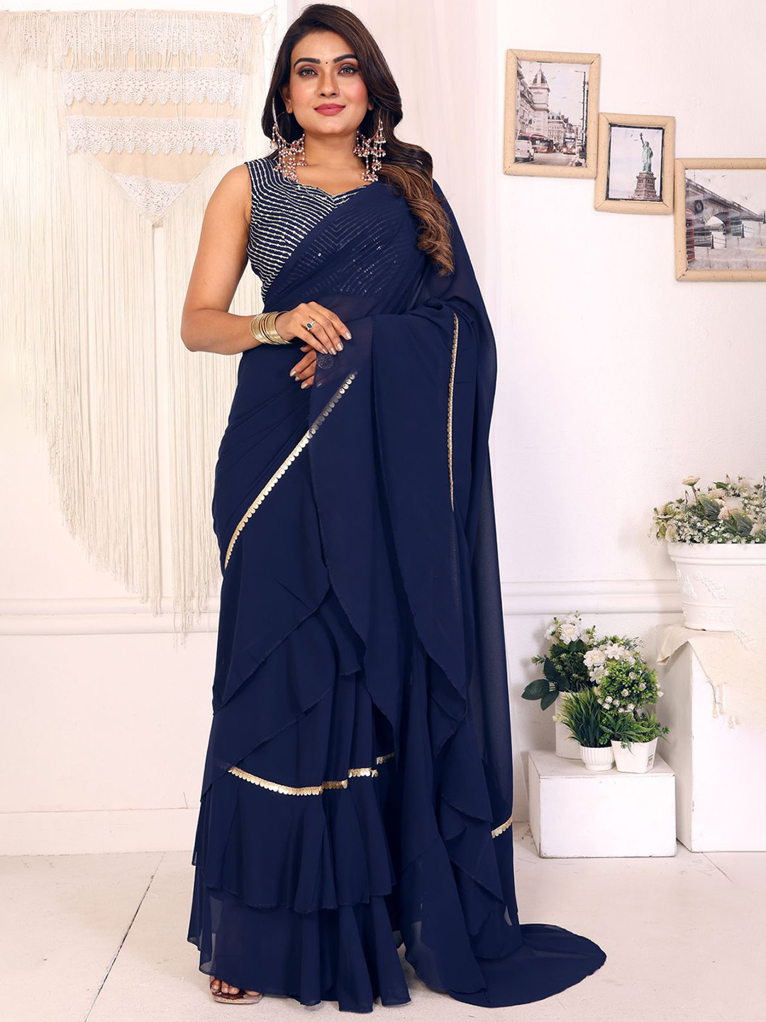 PATLANI STYLE Ready To Wear Ruffle Style Saree