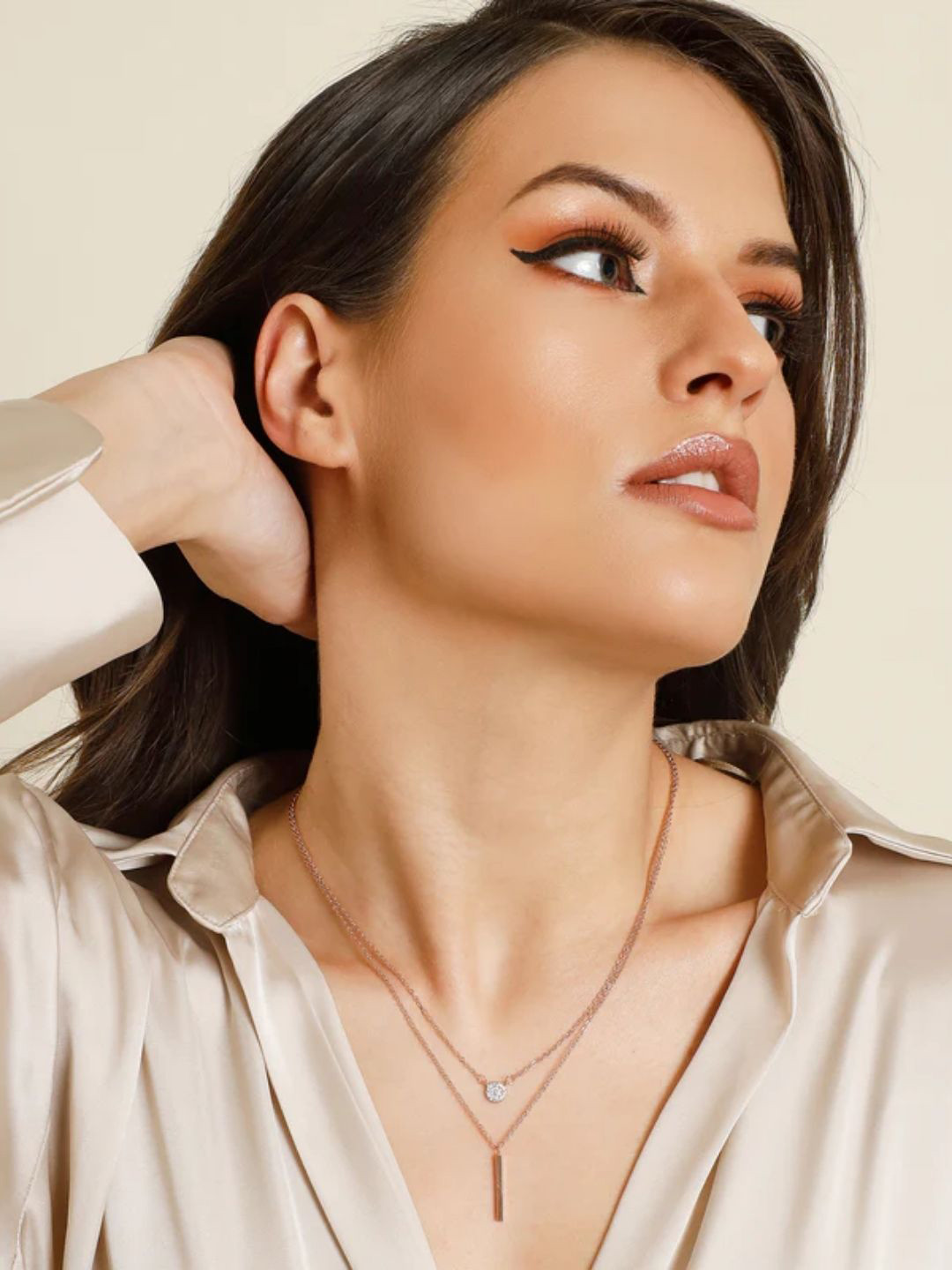 FAB COUTURE Gold-Plated Zircon-Studded Brass Necklace