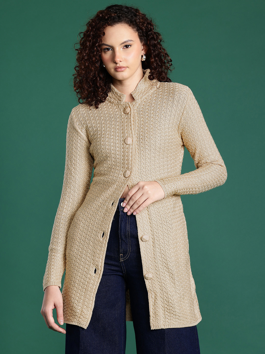 Cayman Cable Knit Button-Down Longline Cardigan