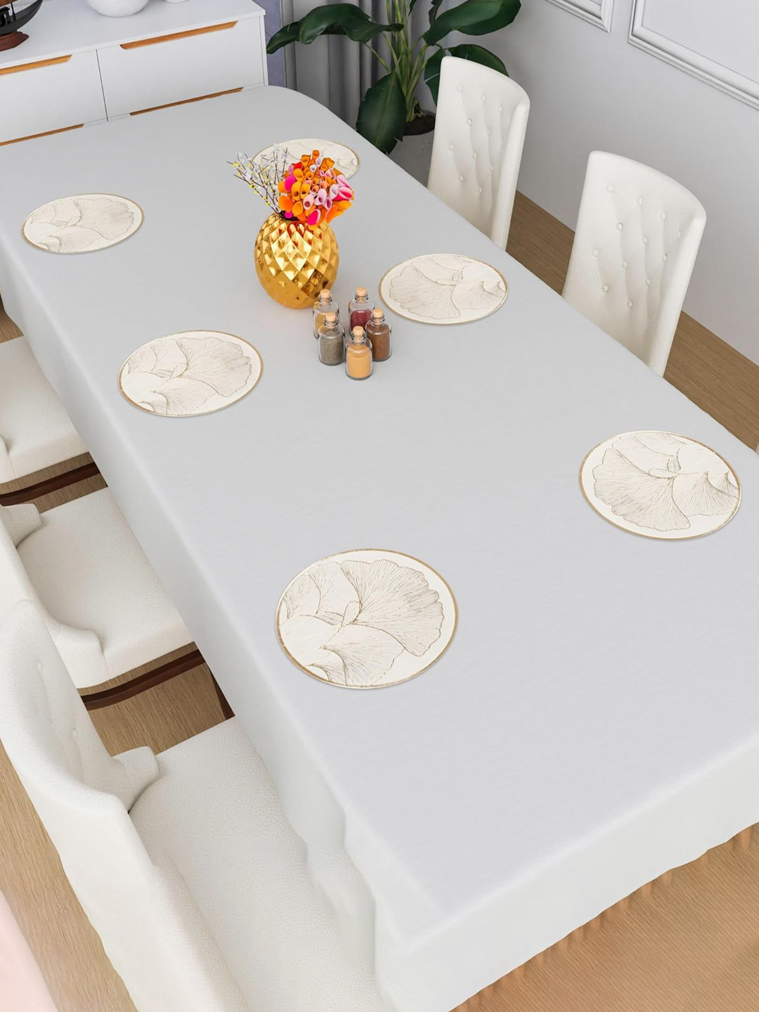 Kuber Industries 6 Pcs Round Table Mats Placemat for Dining Table waterproof Kitchen