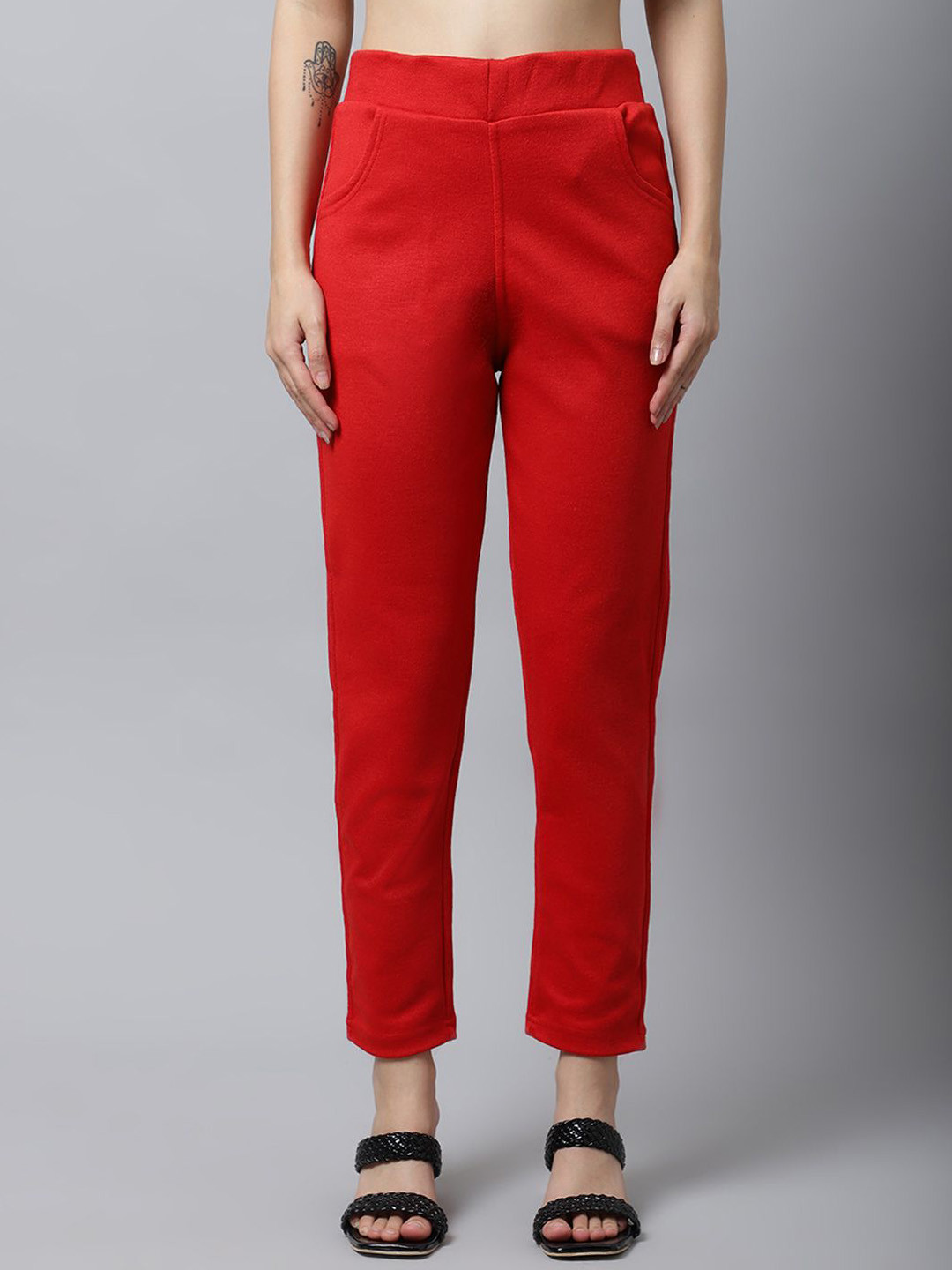 LEGITLOOKS Women Woolen Mid-Rise Trouser With 2 Pockets