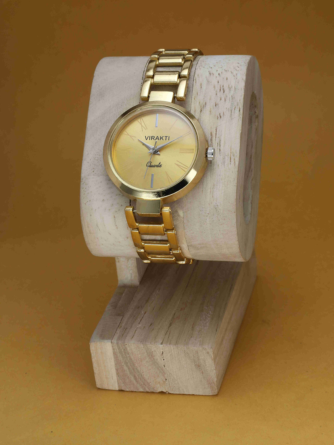 VIRAKTI Women Brass Dial & Straps Analogue Watch SAT-08-GOLD-V01