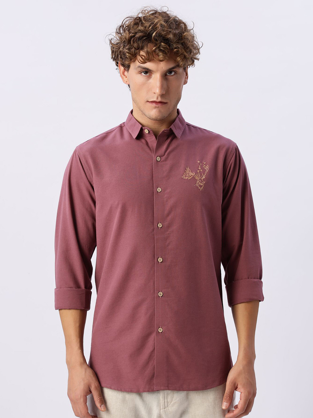 HAMPTONS Mandarin Collar Cotton Shirt
