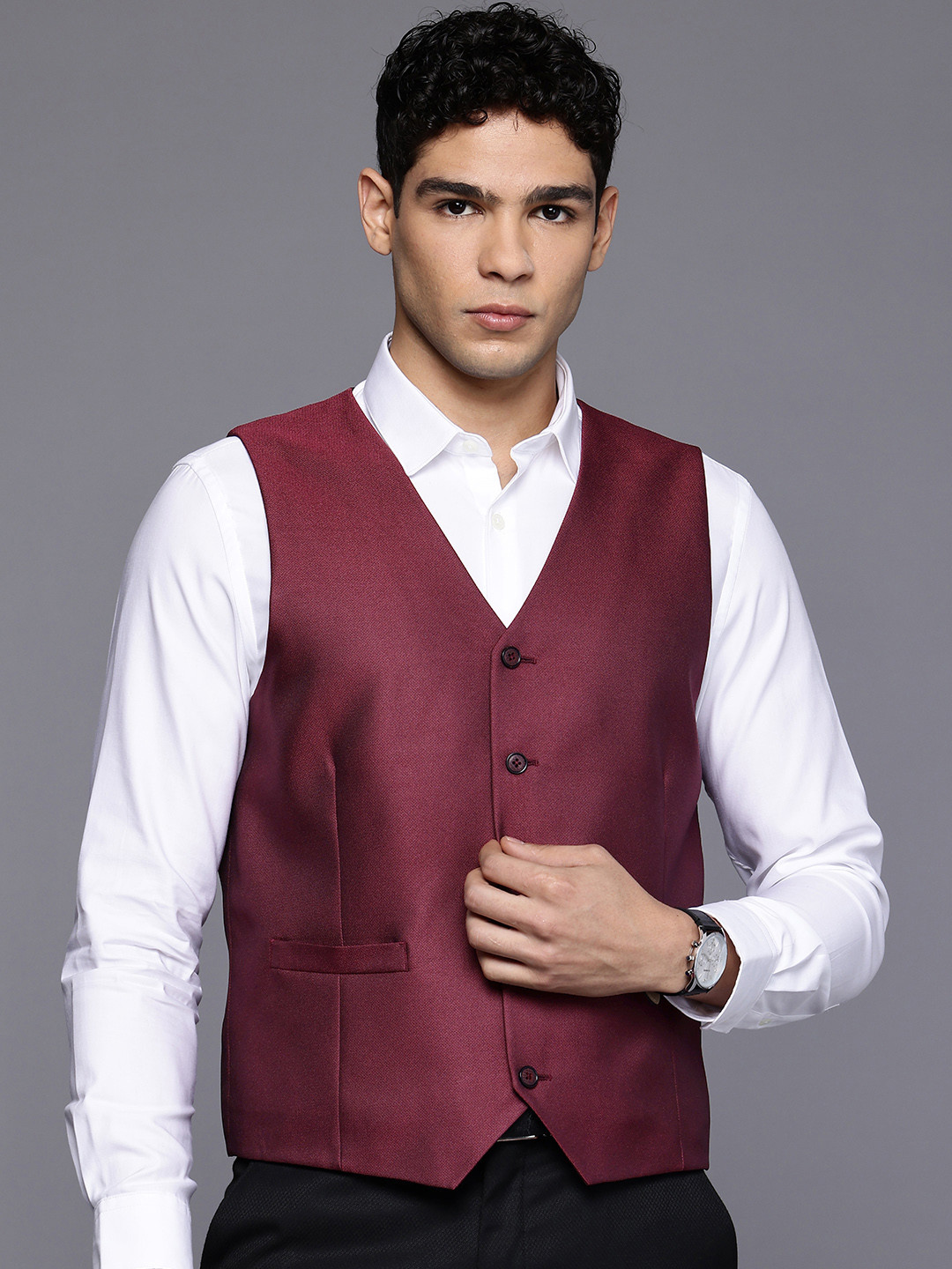 Theme Single-Breasted V-Neck Slim Fit Formal Waistcoat