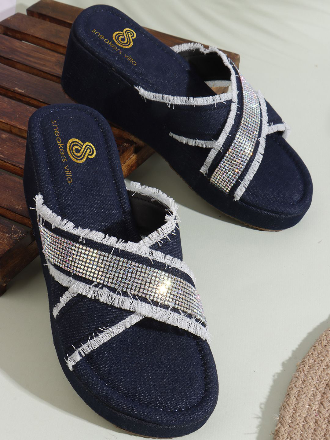 sneakers villa Women Canvas Open Toe Wedge Heel Sandals