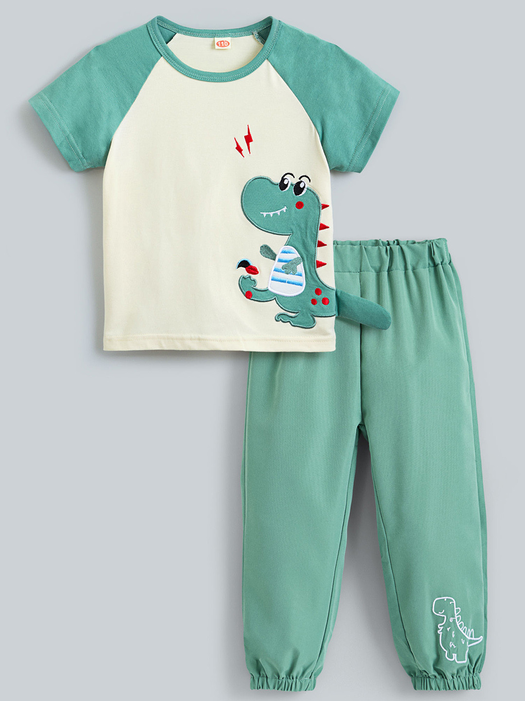 2-Pc Dinosaur Embroidered T-shirt & Jogger