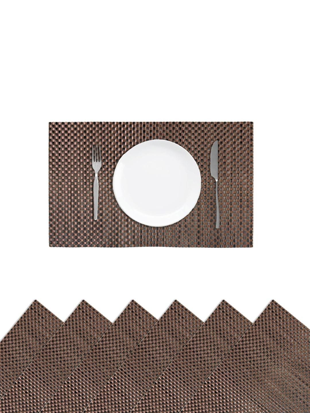 Black Gold Brown Pack of 6 Non-Slip PVC Placemats