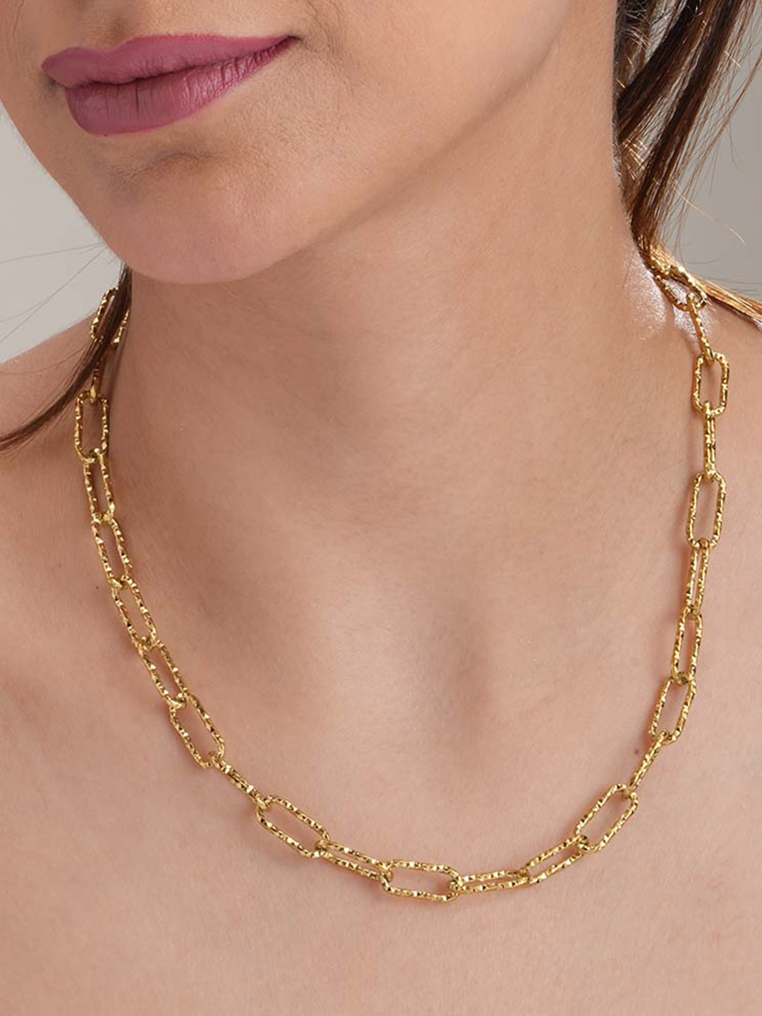 PALMONAS Women 18k Gold Plated Shimmering Link Chain Waterproof & Anti-Tarnish Necklace