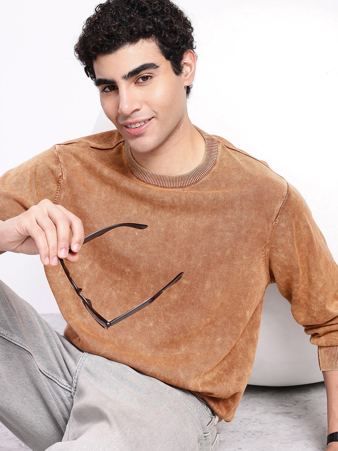 Aeropostale Overdyed Pure Cotton Casual Sweater