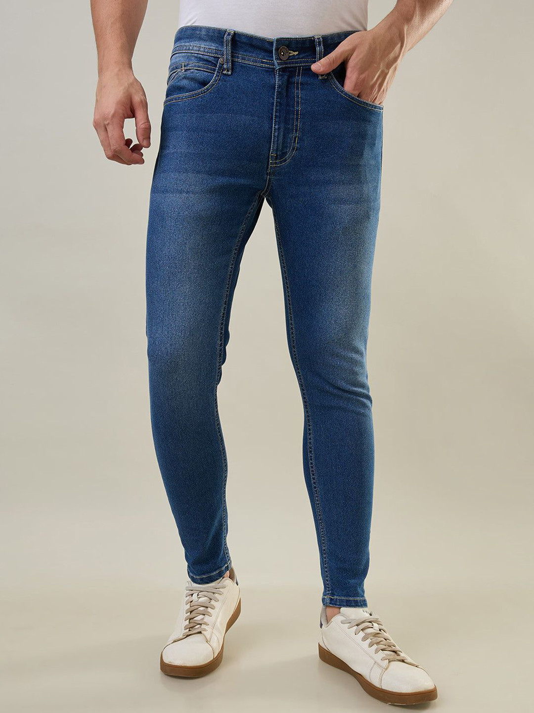 TIM PARIS Kane Men Original Skinny Fit Mid-Rise Light Fade Stretchable Jeans