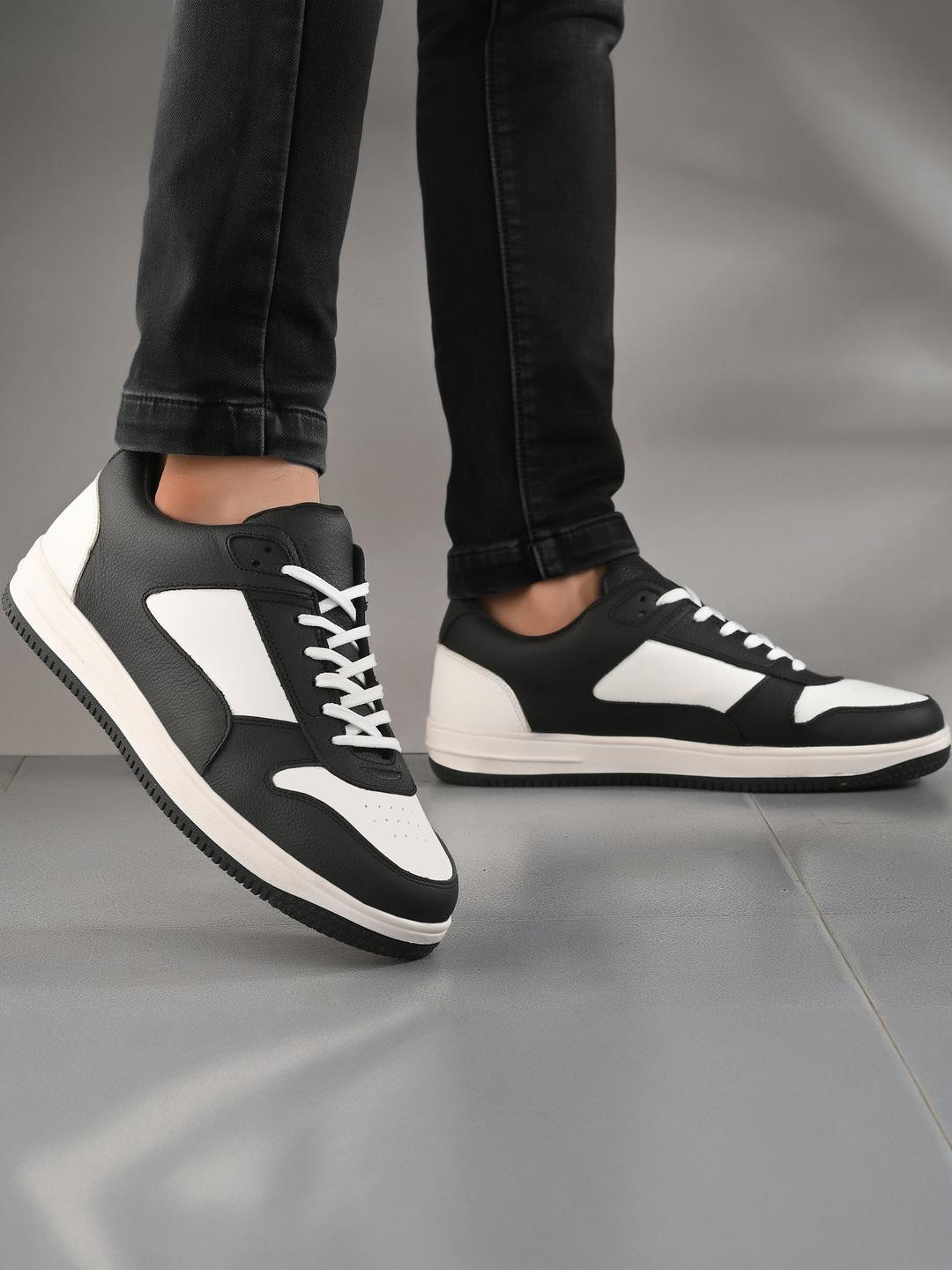 Tender tsf Men Black Colourblocked Leather Sneakers