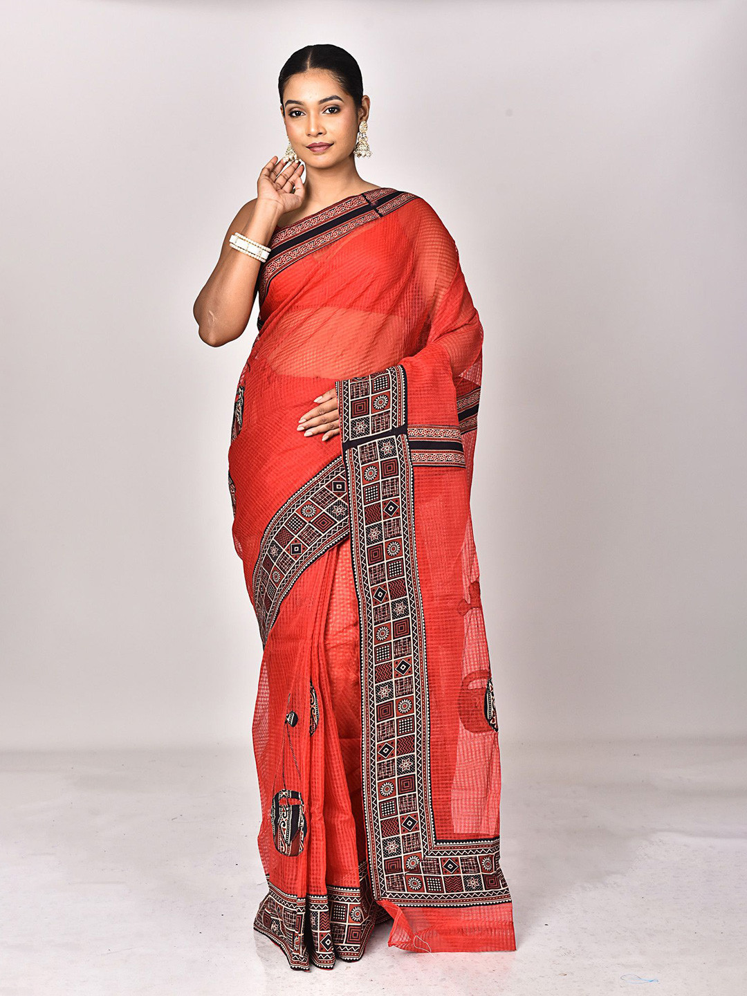 RAM SHYAM collection Printed Pure Cotton Saree With Blouse Piece