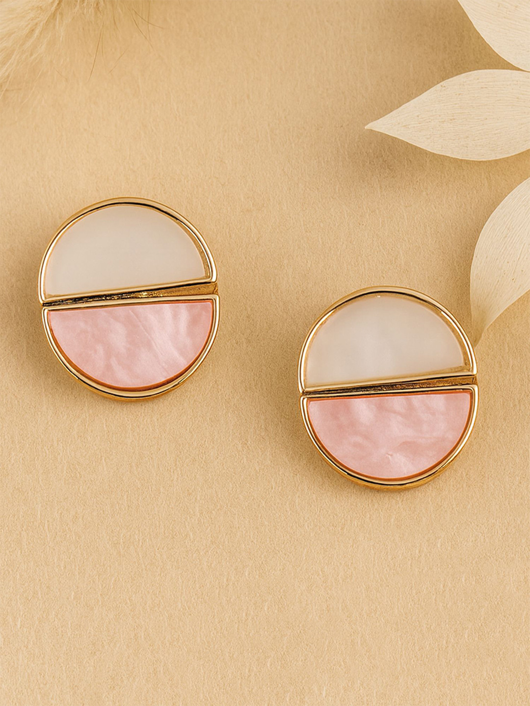 Bohey by KARATCART Gold-Plated Circular Studs