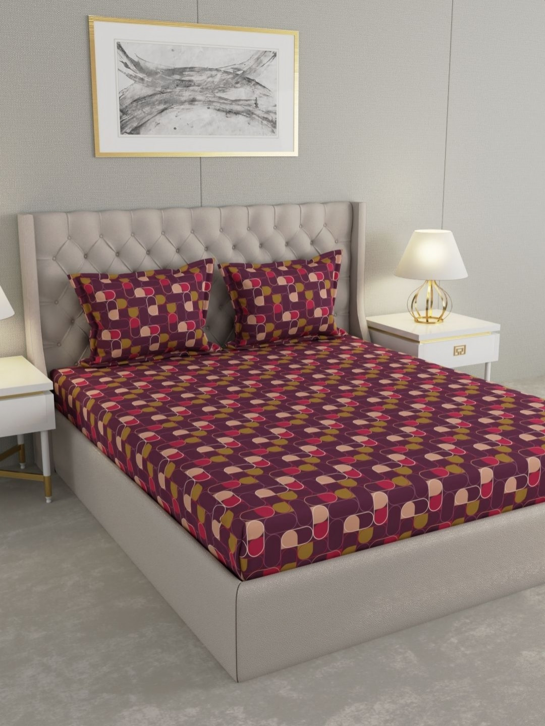 Raymond Home Lush Petal Purple Printed Microfiber 110 TC Queen Bedsheet Set 2.25 m x 2.2 m