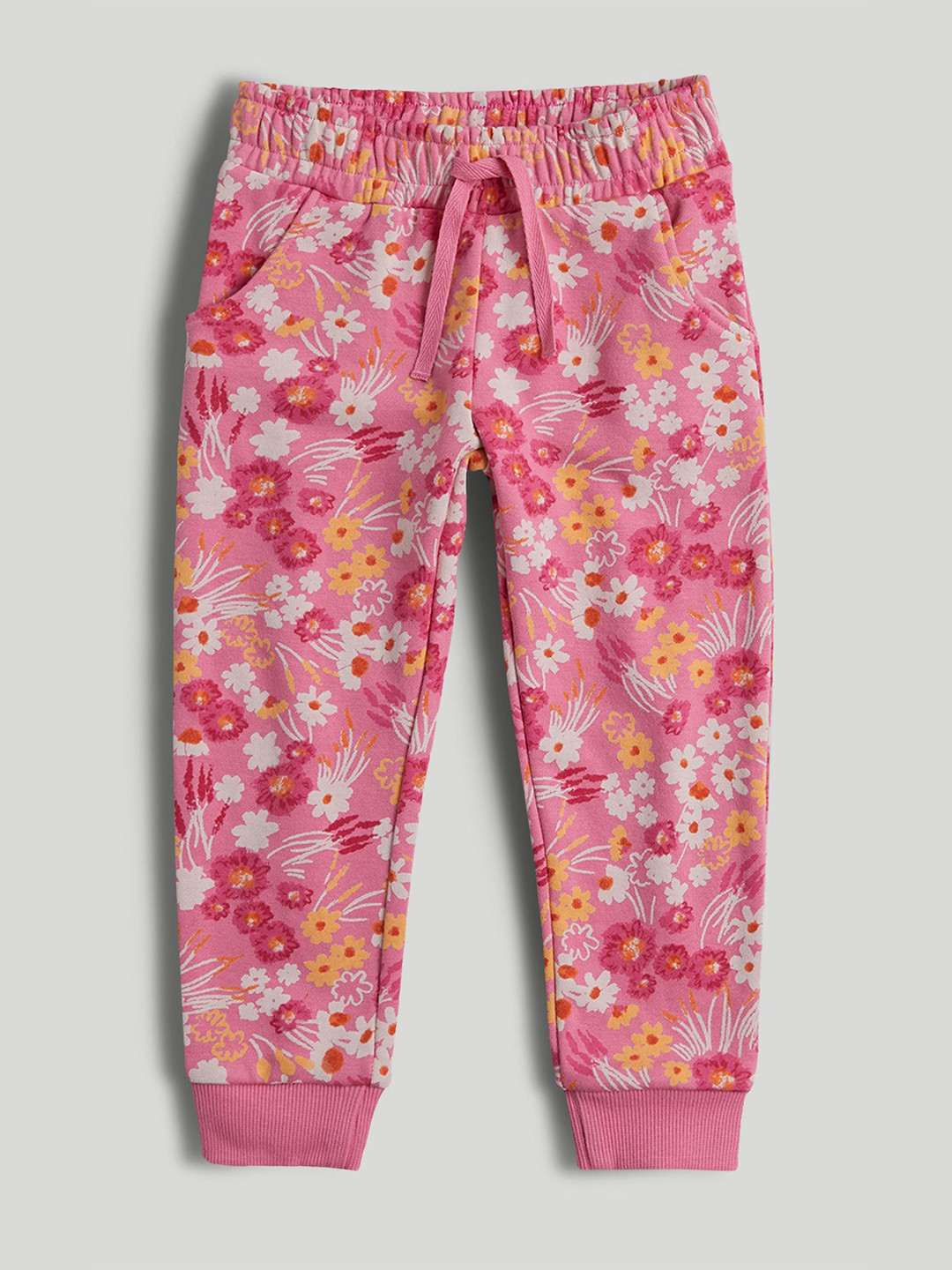 mothercare Girls Floral Printed Cotton Joggers Trousers