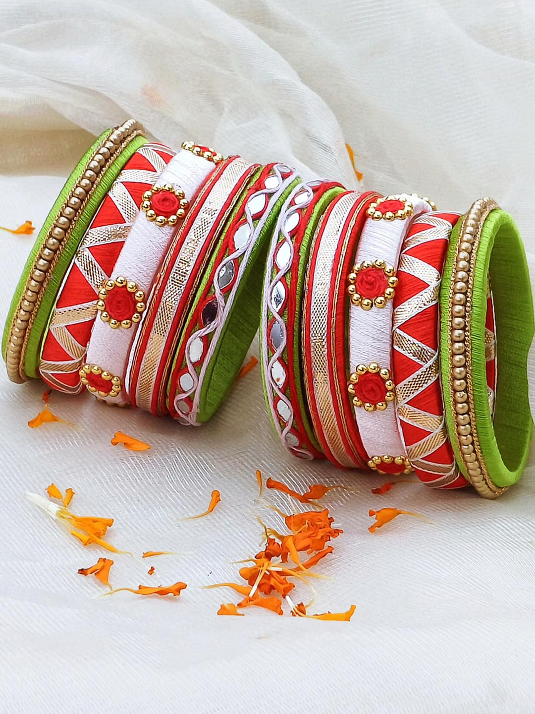 ADVIKA CREATIONS Women Set Of 2 Red & Green Handcrafted Plastic Bangles