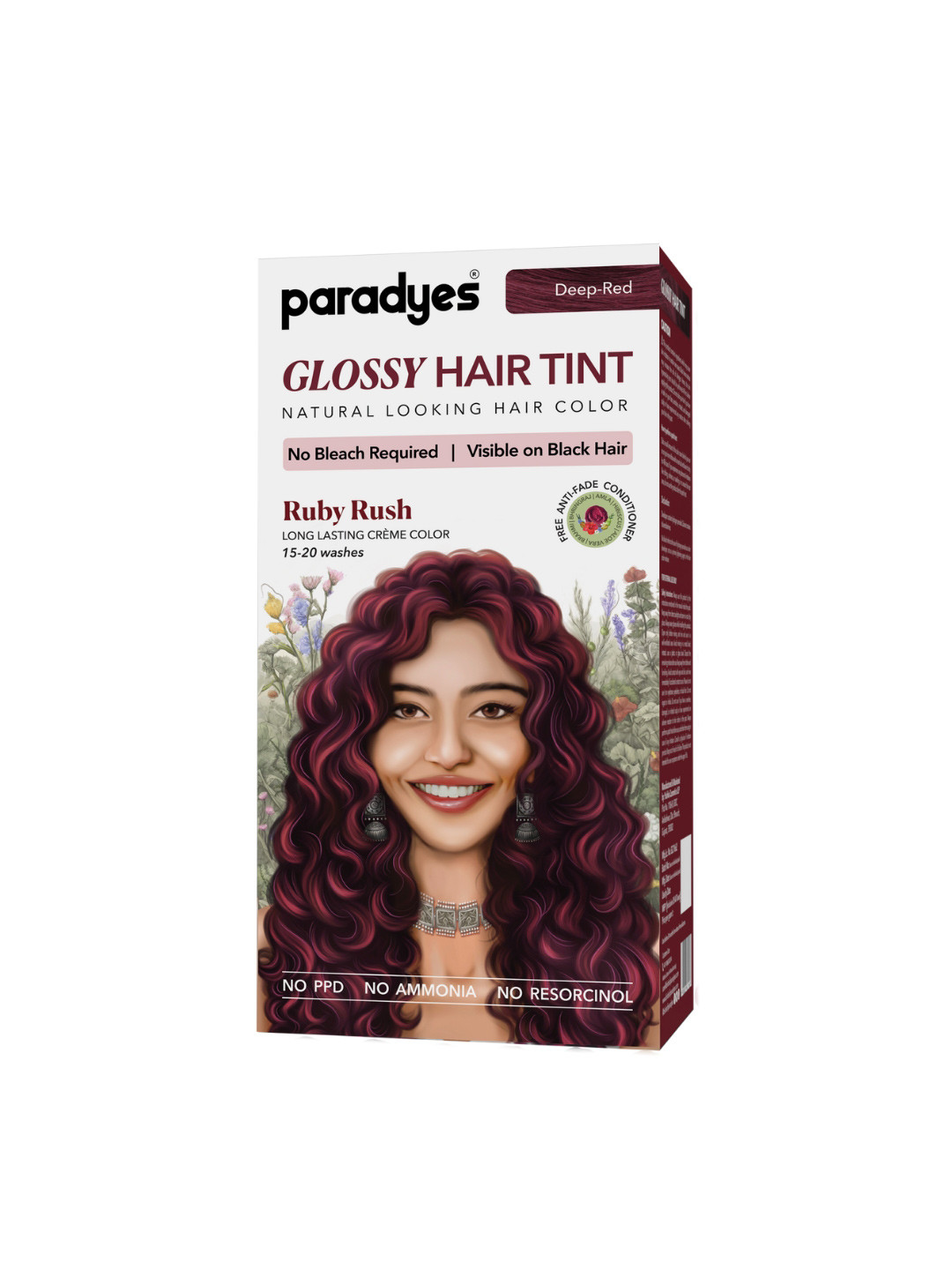 Paradyes Semi-Permanent Creme Glossy Tint Hair Color 160g- Ruby Rush- Deep Red