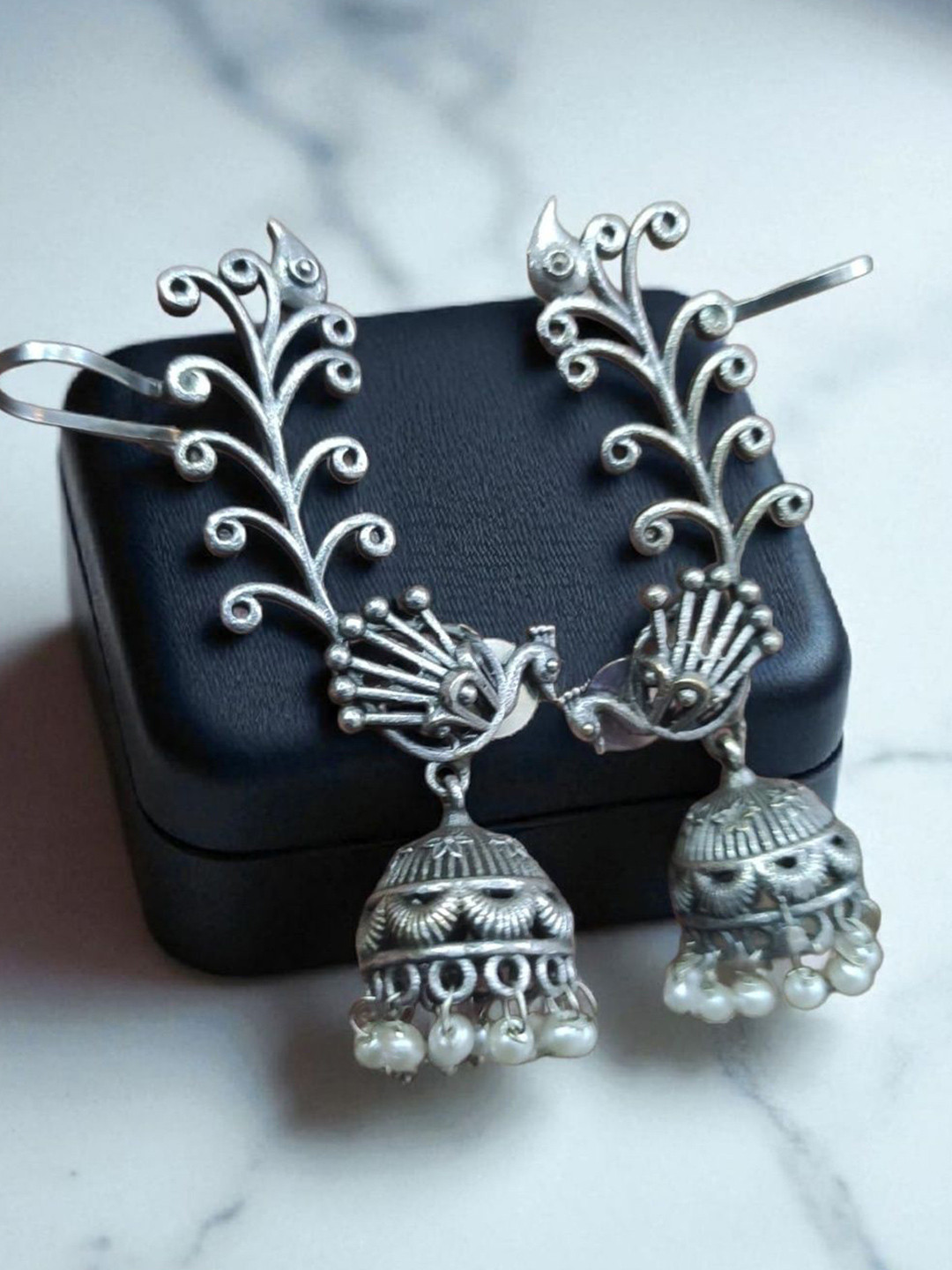 ROYAL NEEDS Artificial Beaded Dome Shaped Oxidised Jhumkas