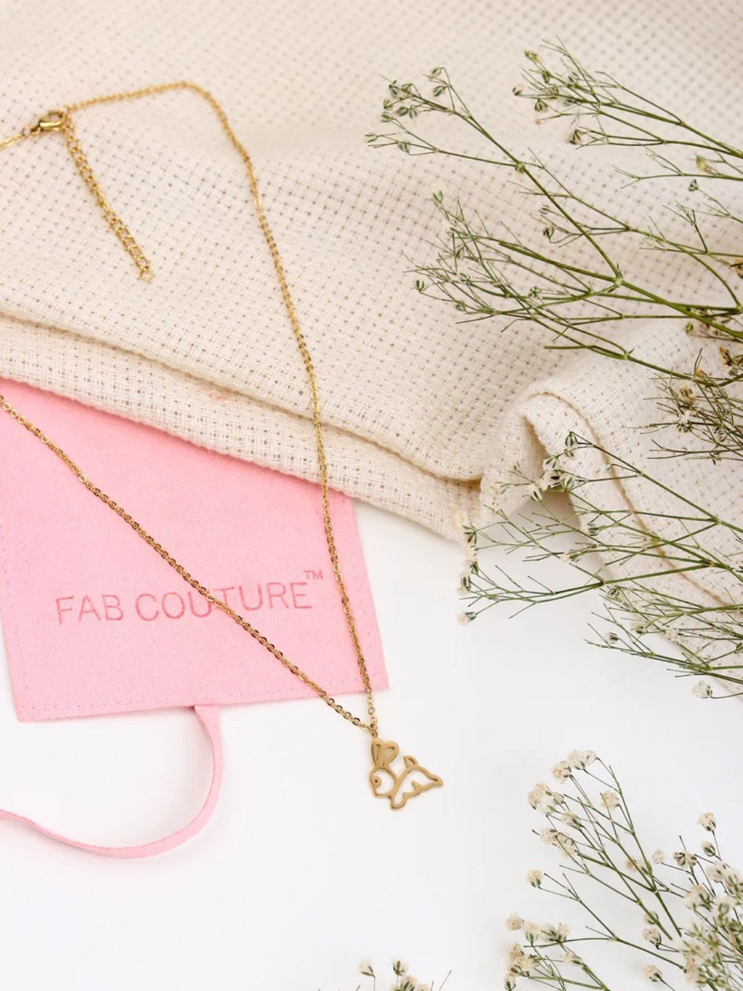 FAB COUTURE Gold-Plated Animal Shaped Bunny Pendants with Chains