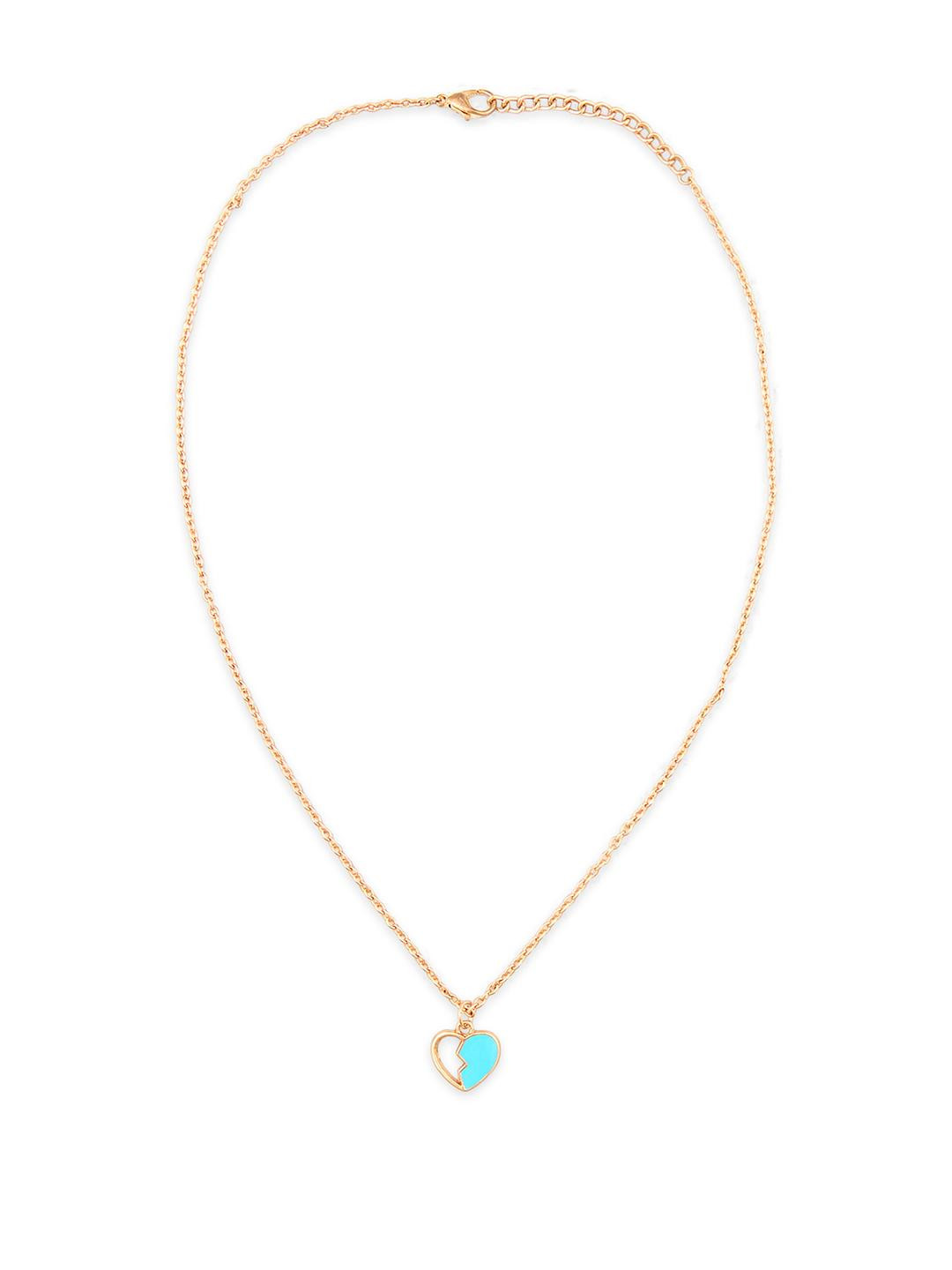 Namaste Jewels Broken Heart Pendant Turquoise Enamel Necklace