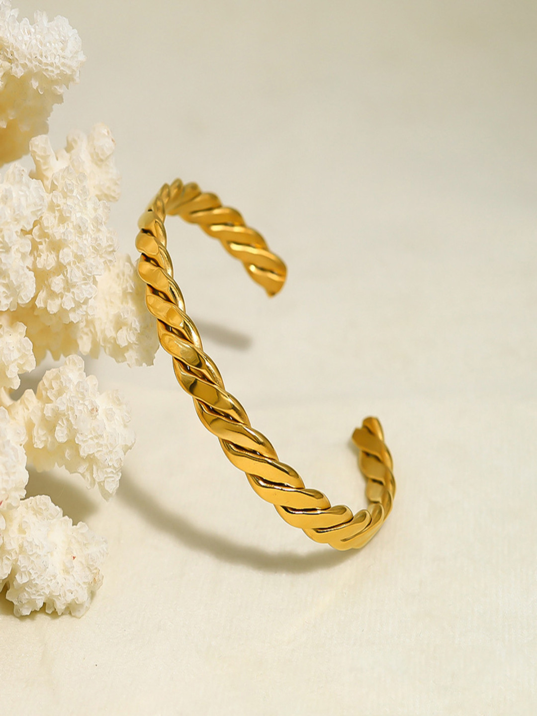 AQUASTREET 18K Gold Plated Waterproof Anti-Tarnish Braided Cuff Bracelet