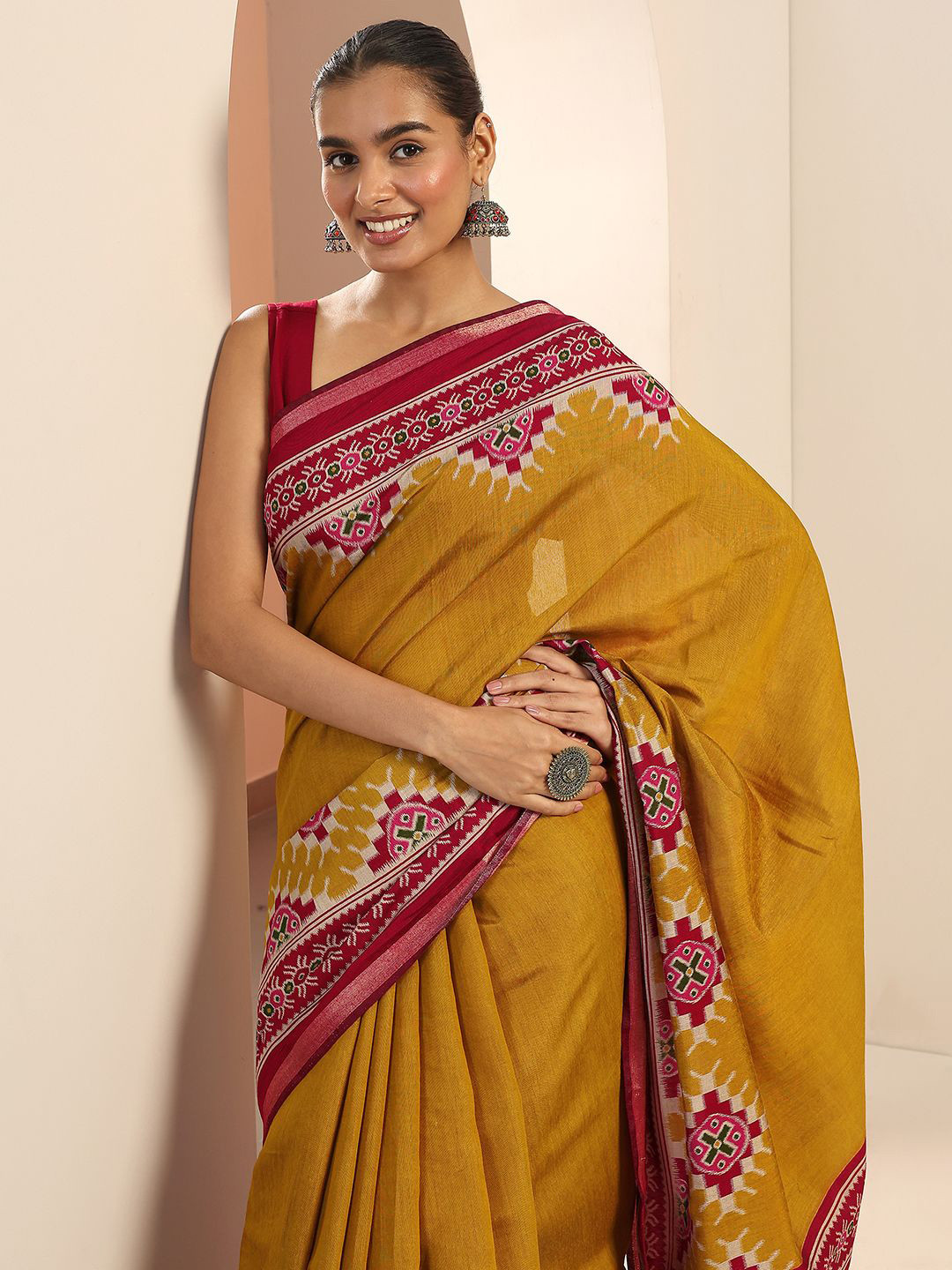 Libas Printed Border Saree with Blouse Piece