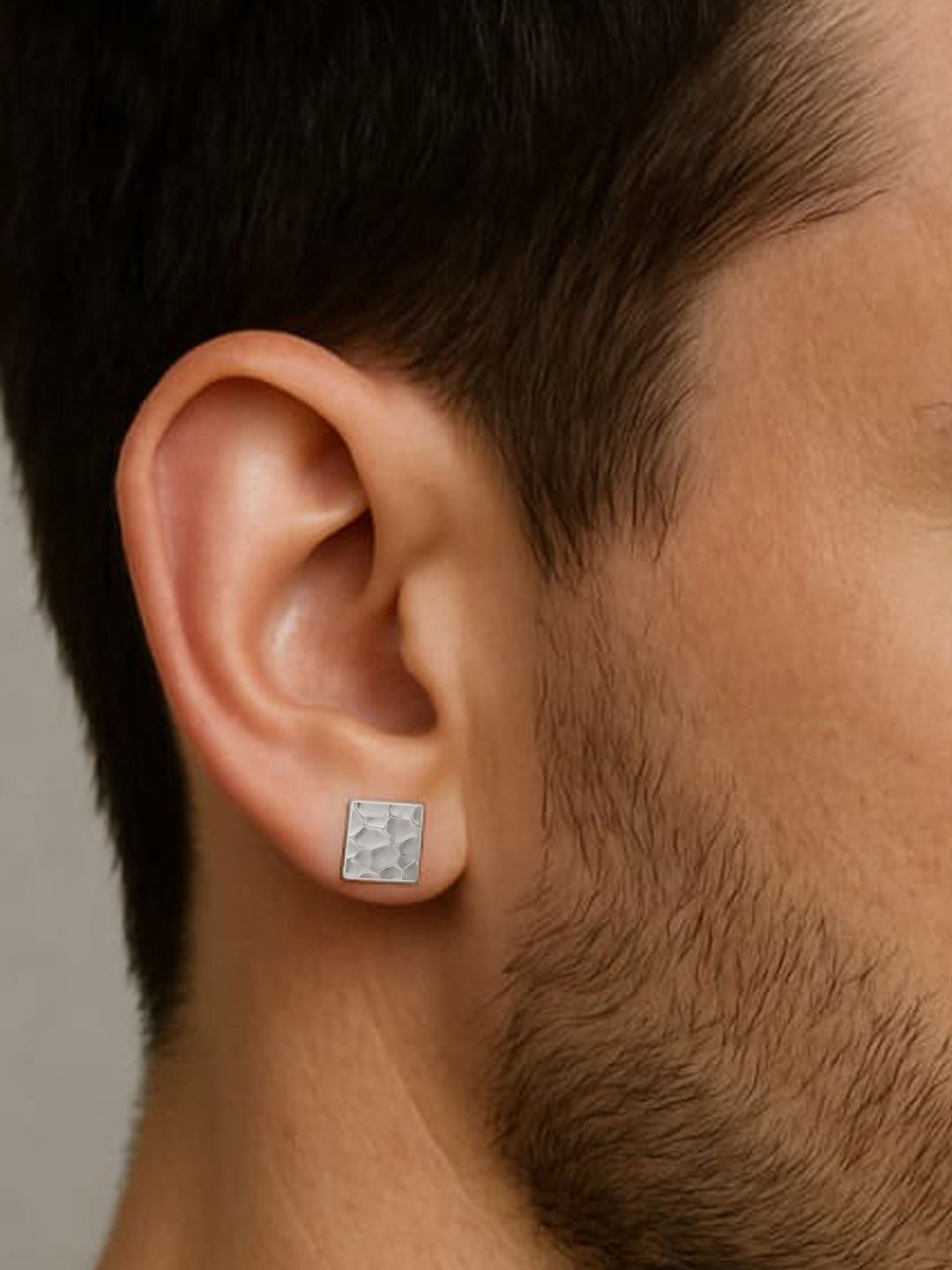 Goldnera Men 925 Sterling Silver Rectangular Shaped Stud