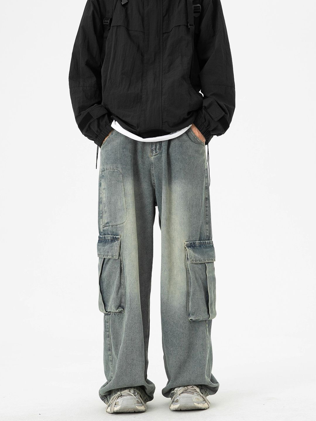 StyleCast Men Comfort Low-Rise Light Fade Cargo Styles Jeans
