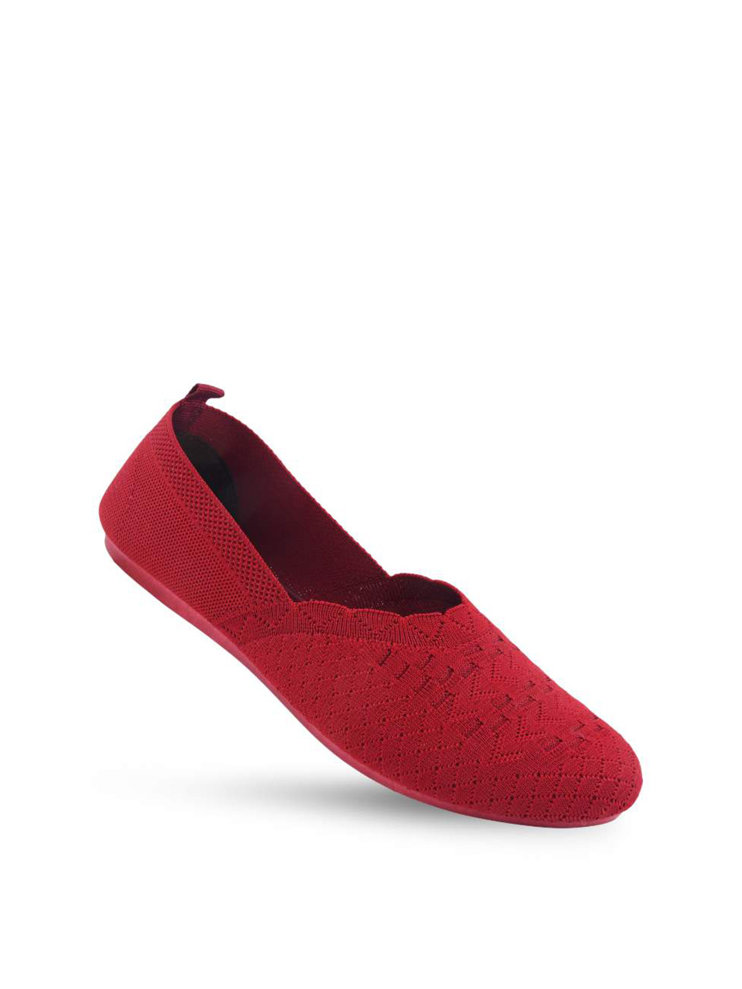 CAFONE Footwear Women Maroon Textured Synthetic Slip-On Round Toe Bellies