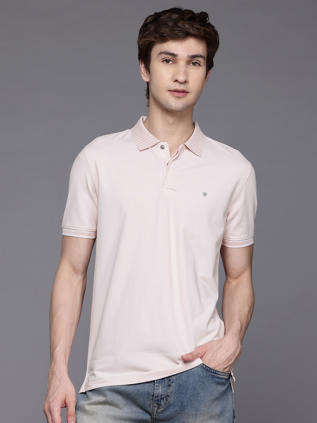 Louis Philippe Ath.Work Polo Collar Slim Fit T-shirt with Reflective Elements