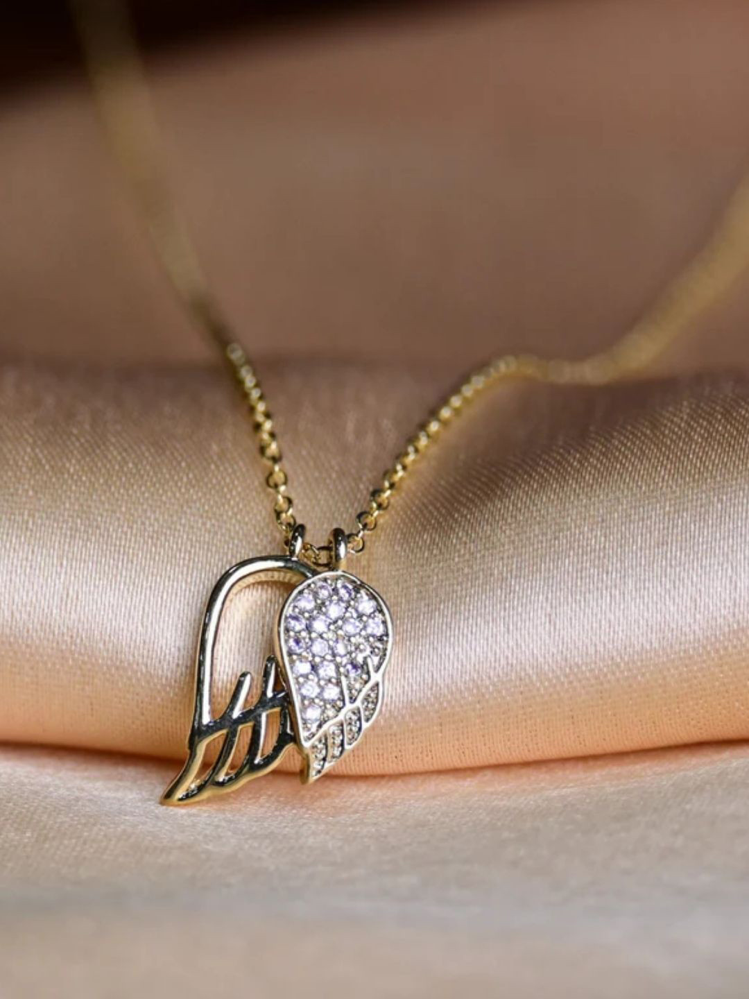 FAB COUTURE Angelic Wings Gold-Plated Cubic Zirconia Pendant