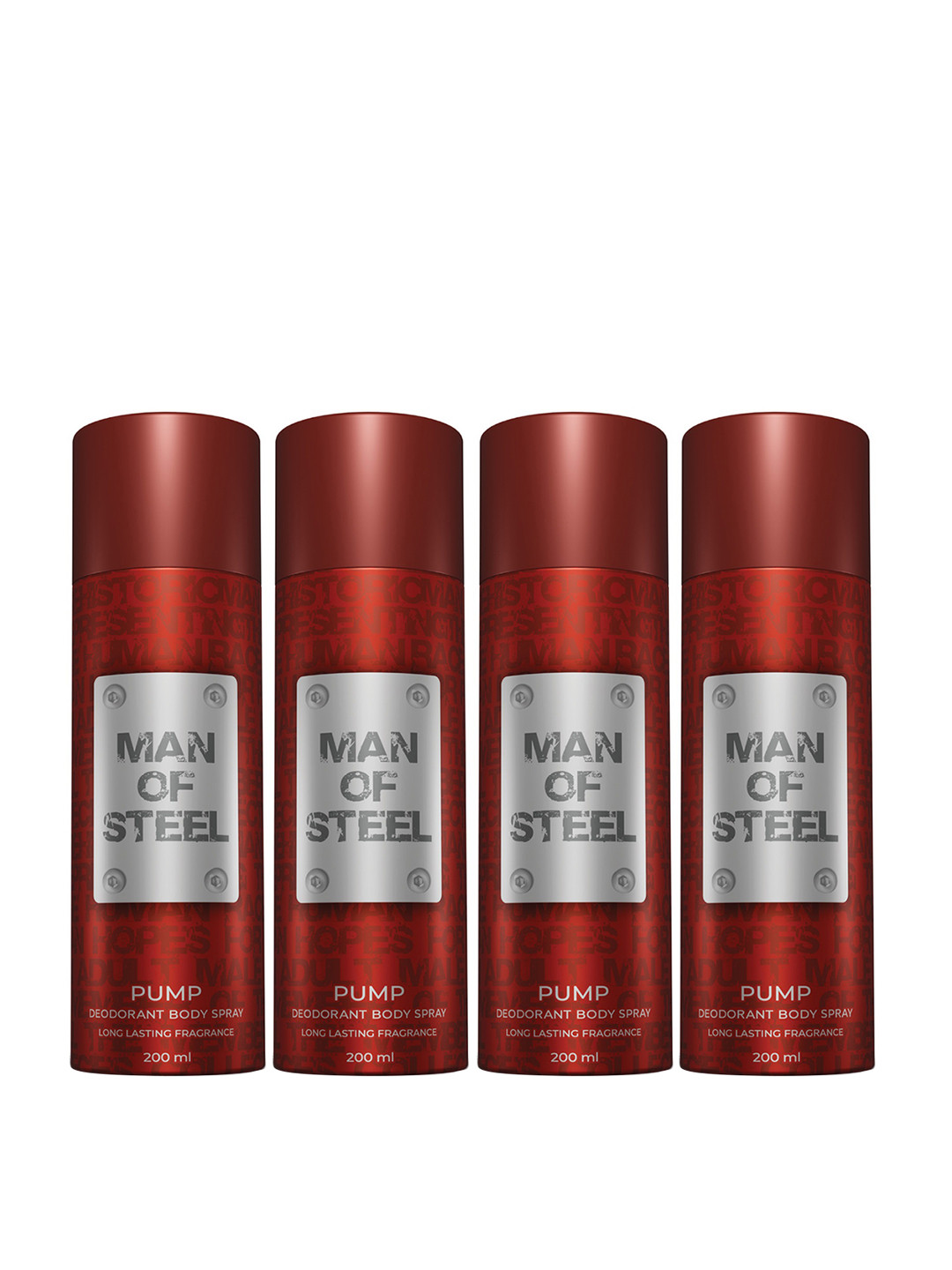 Man of Steel Set of 4 Man of Steel Pump Deodorant Body Spray - 200ml / 127g Each