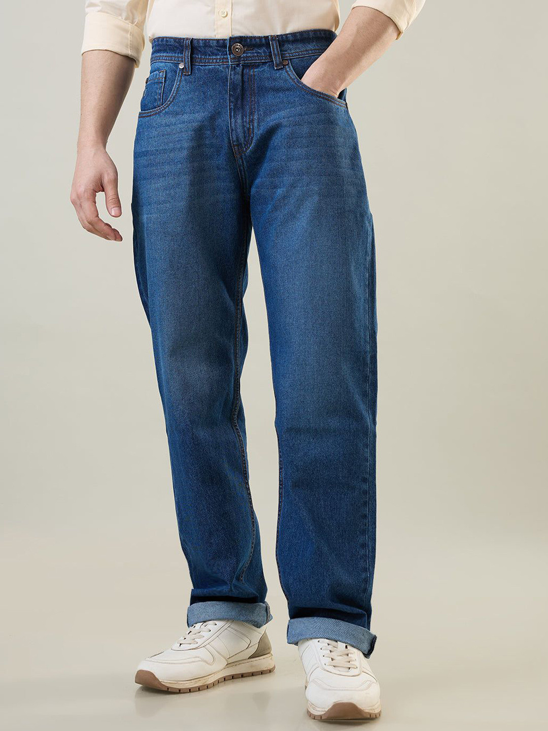 TIM PARIS Carlos Men Original Relaxed Fit Mid-Rise Light Fade Cotton Stretchable Jeans