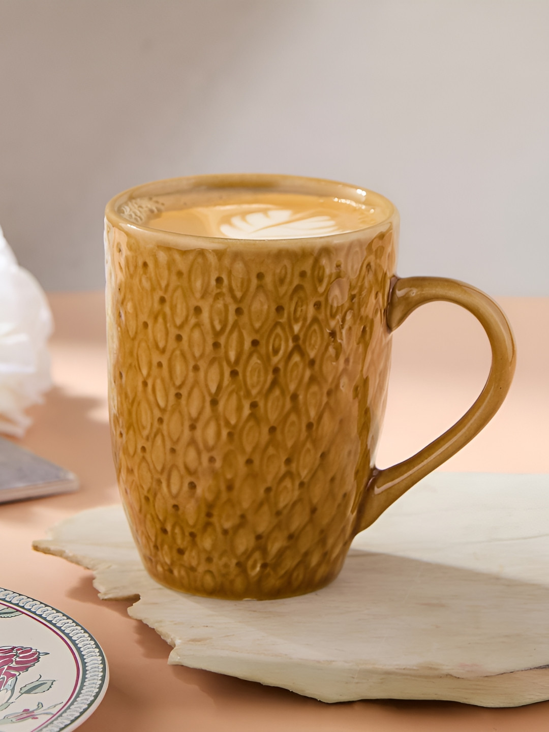 Fabindia Tarak Yellow Textured Ceramic Glossy Mugs