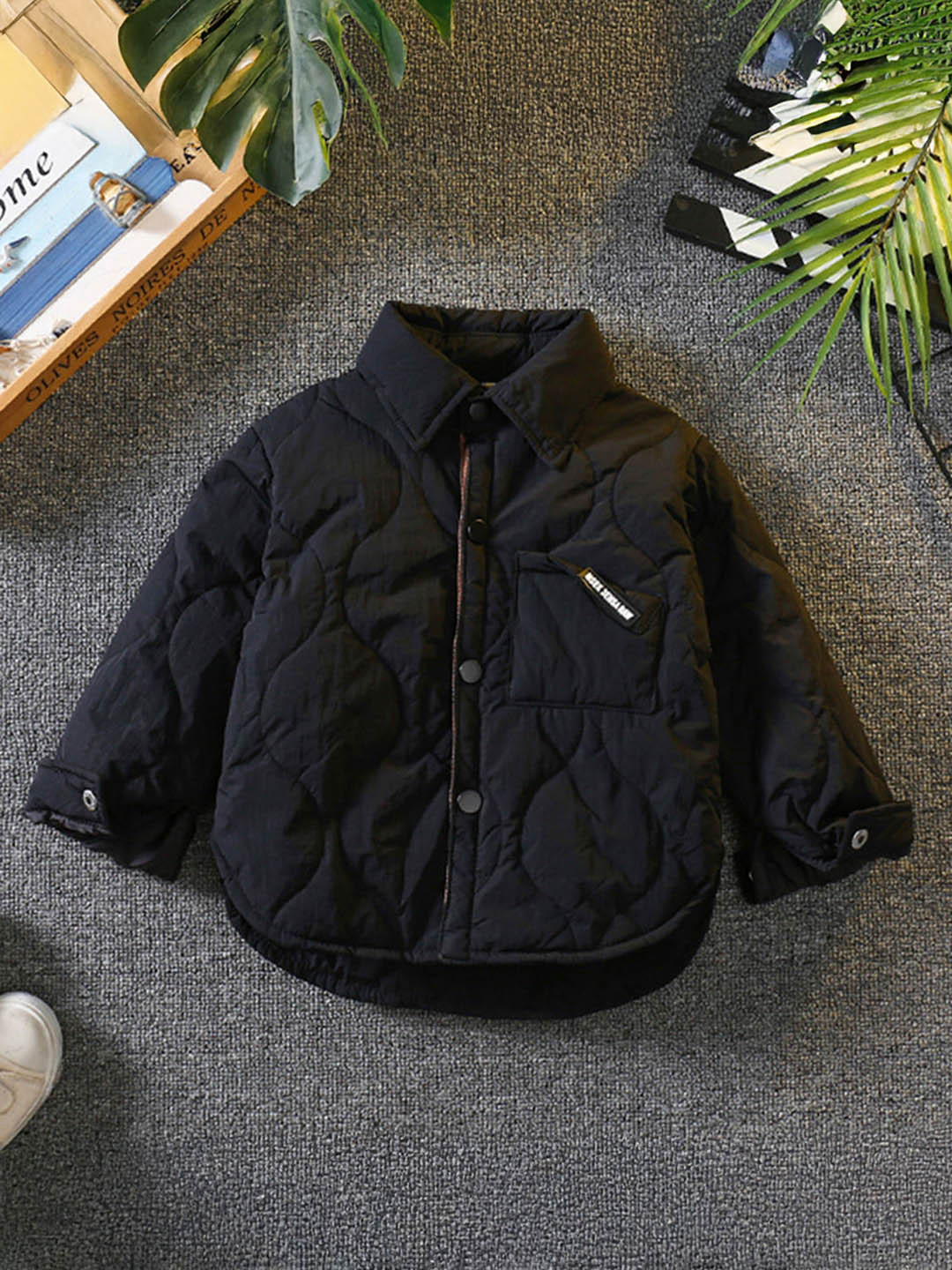 Hopscotch Boys Black Polyester Solid Jackets