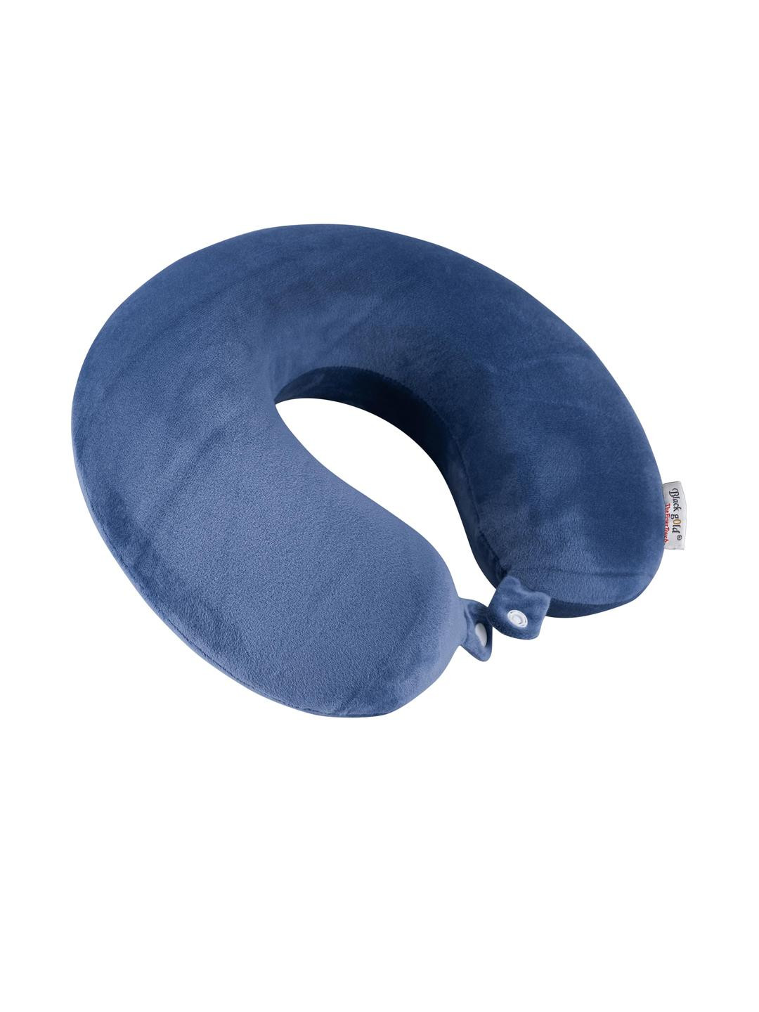 Black gold Navy Blue Memory Foam Filled Polycotton Lightweight Travel Pillow