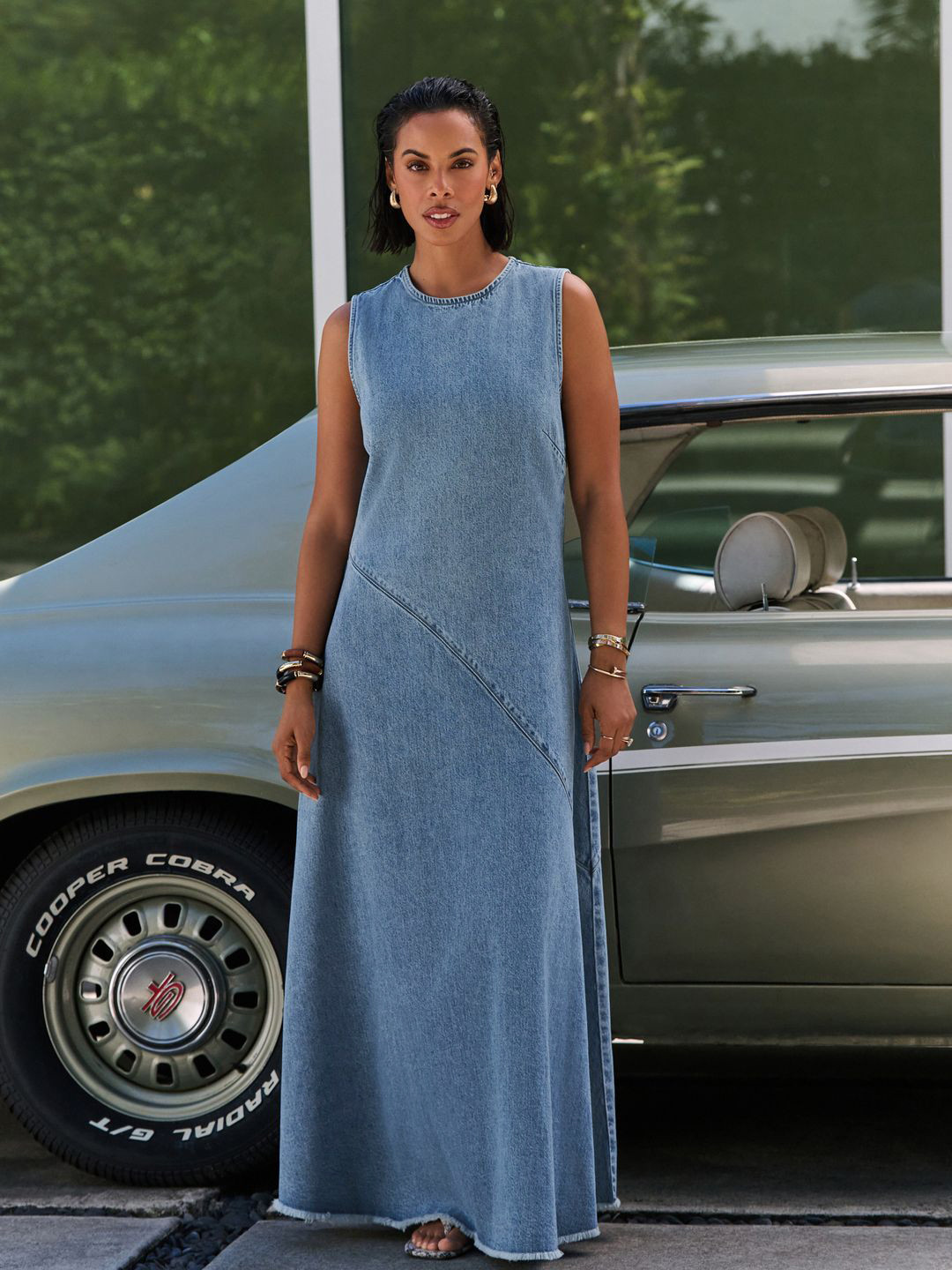 NEXT Panelled Denim Maxi Dress
