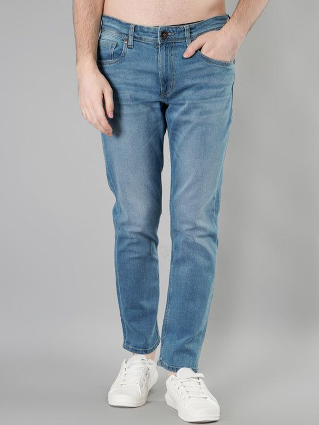 TIM PARIS Men Light Indigo Parker Slim Straight Jeans