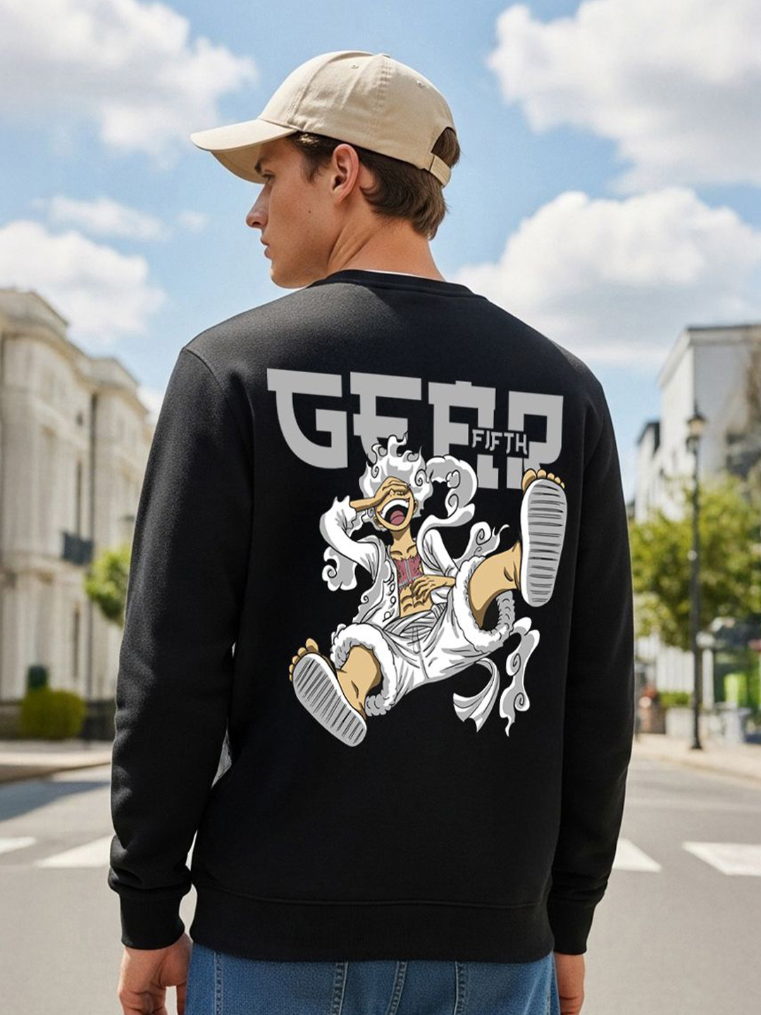 BENNY BROOKS Men Monkey D Luffy Printed Pullover Sweatshirt