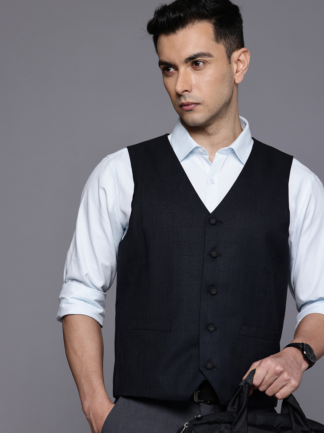 Theme Checked Slim Fit Waistcoat
