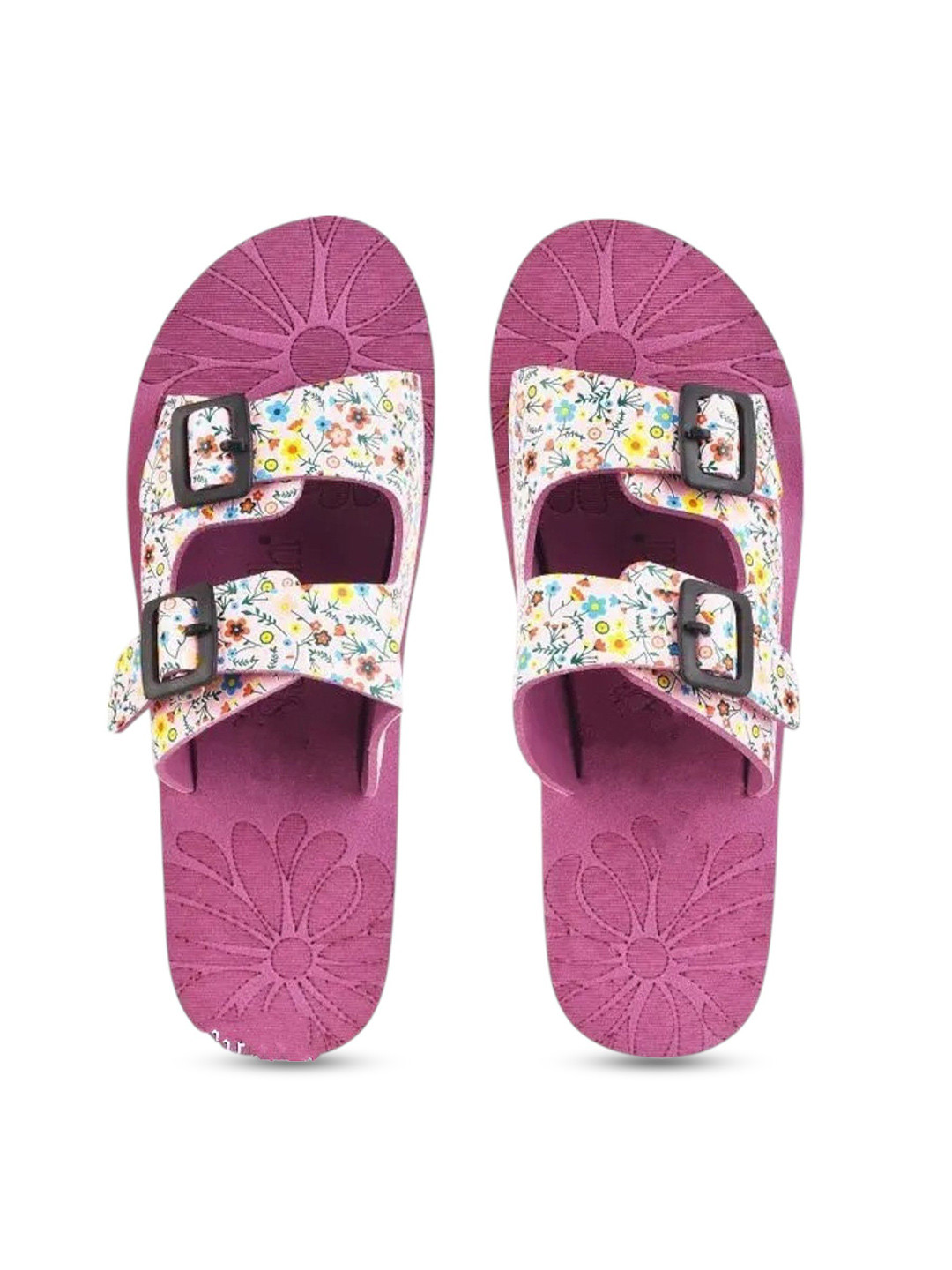 TWO SOFT Women Printed Buckle Detailed Slip Resistance Sliders