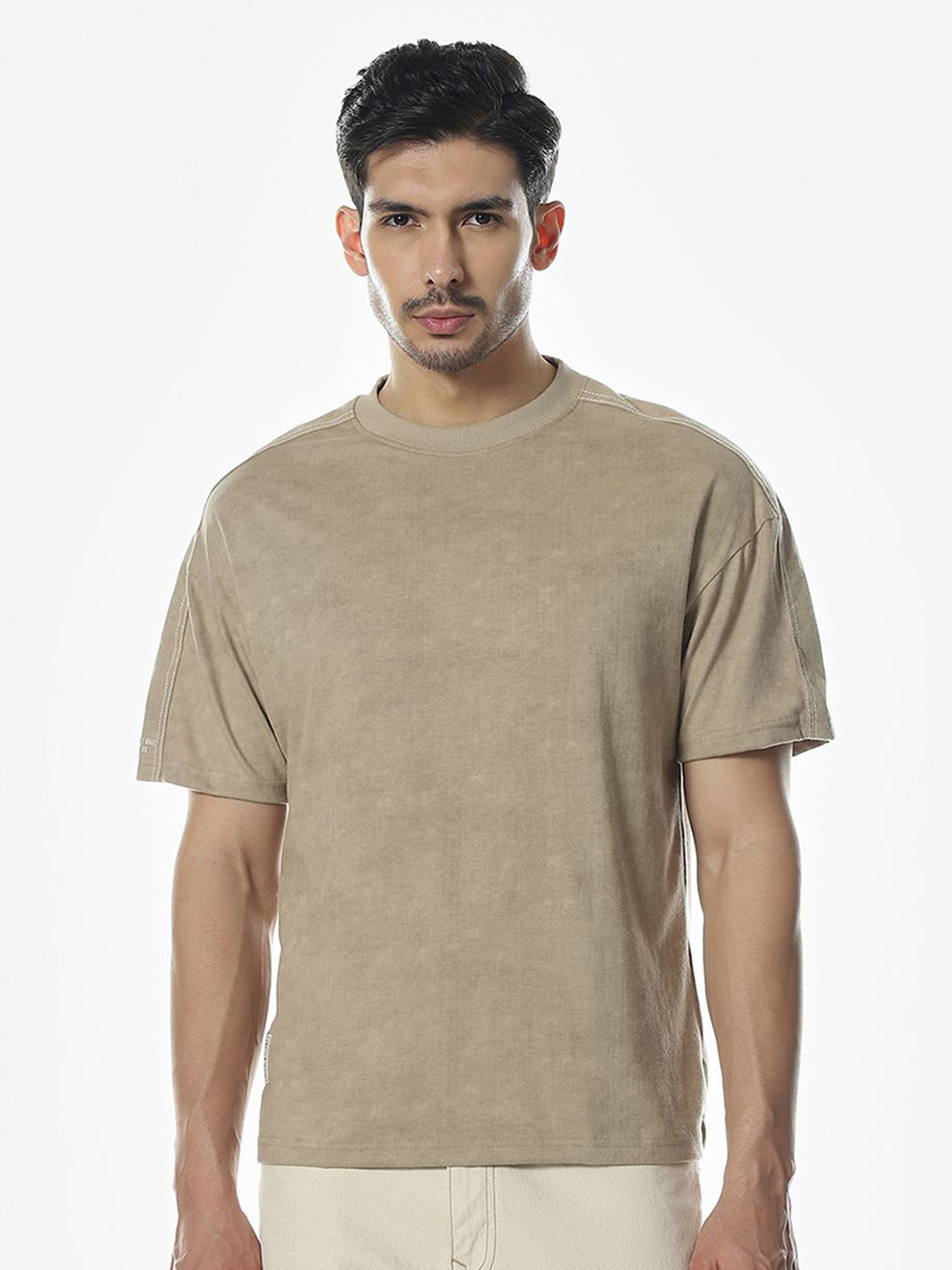 Klub Fox Men Solid Round Neck Cotton Oversized T-shirt