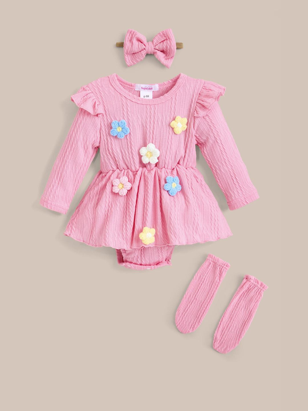 Hopscotch Pink Floral Applique Onesie