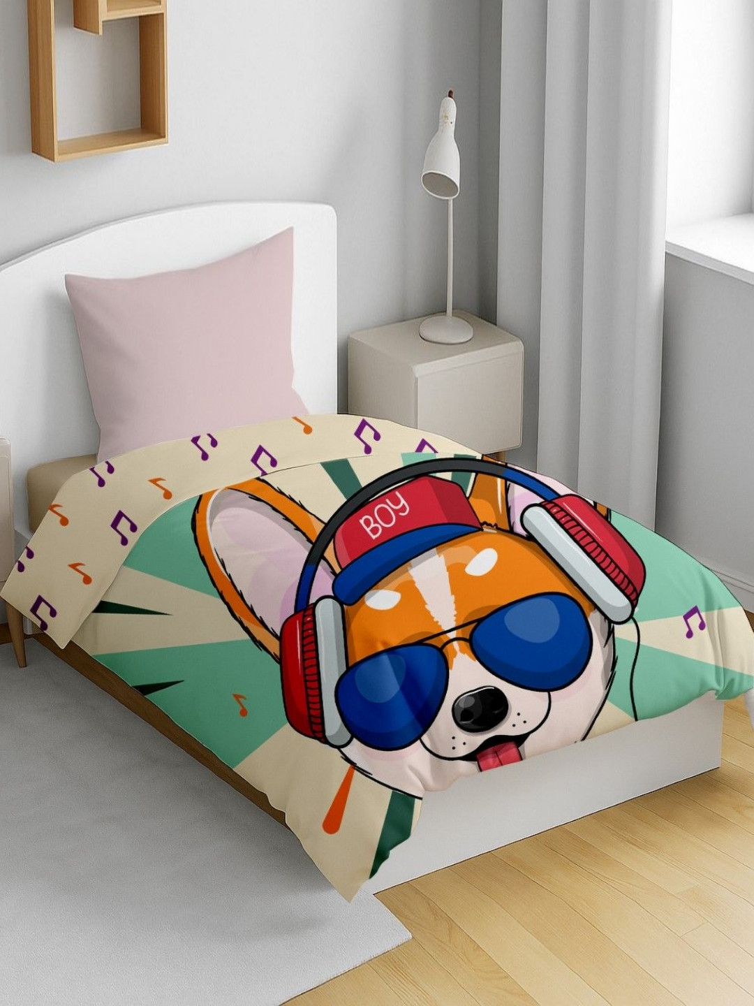 HOME PLUS STUDIOS Cream Cartoon Characters Printed Mild Winter 150 GSM Single Bed Dohar