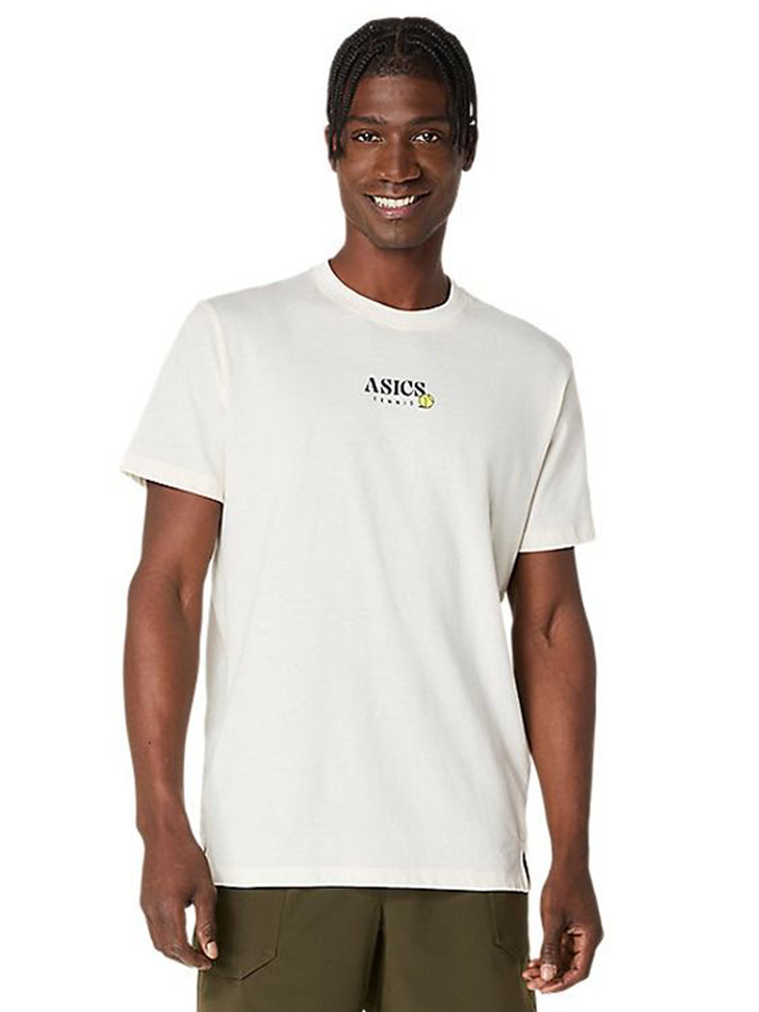 ASICS Mens Brand Logo Printed Cream Game Seasonal Graphic t Shirt