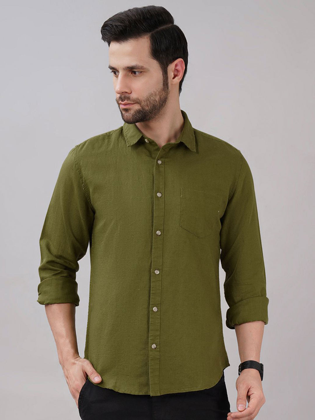 Sand Dunes Slim Fit Spread Collar Cotton Shirt